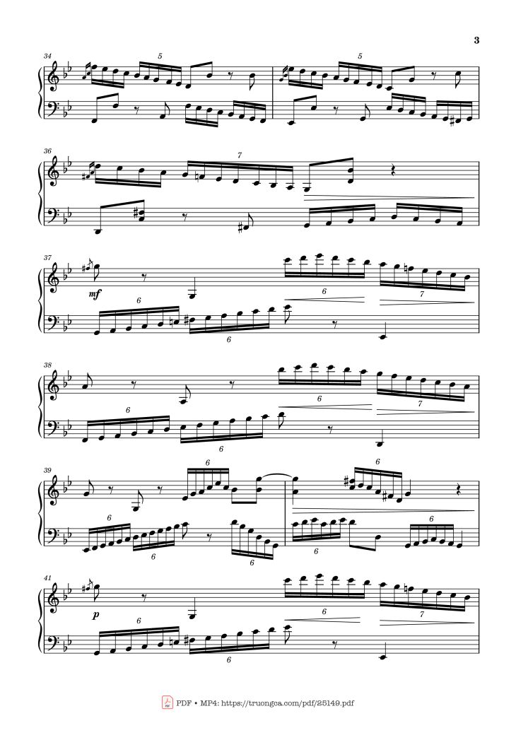 Page 3 of the piano sheet music PDF – Passacaglia, Op. 20 No. 2 by Johan Halvorsen