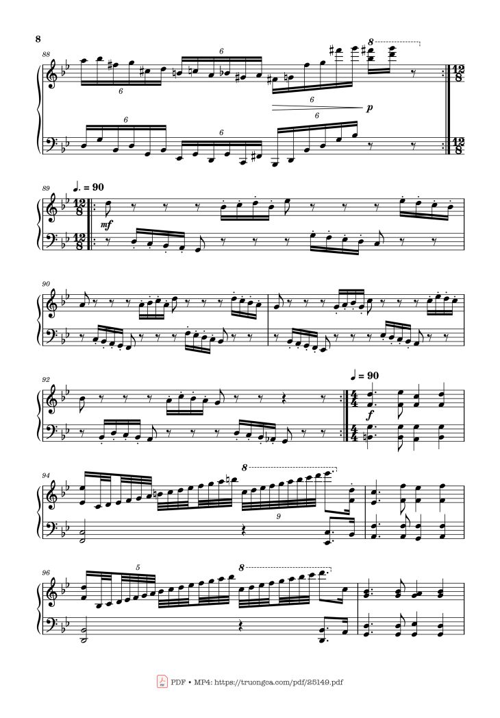 Page 8 of the piano sheet music PDF – Passacaglia, Op. 20 No. 2 by Johan Halvorsen