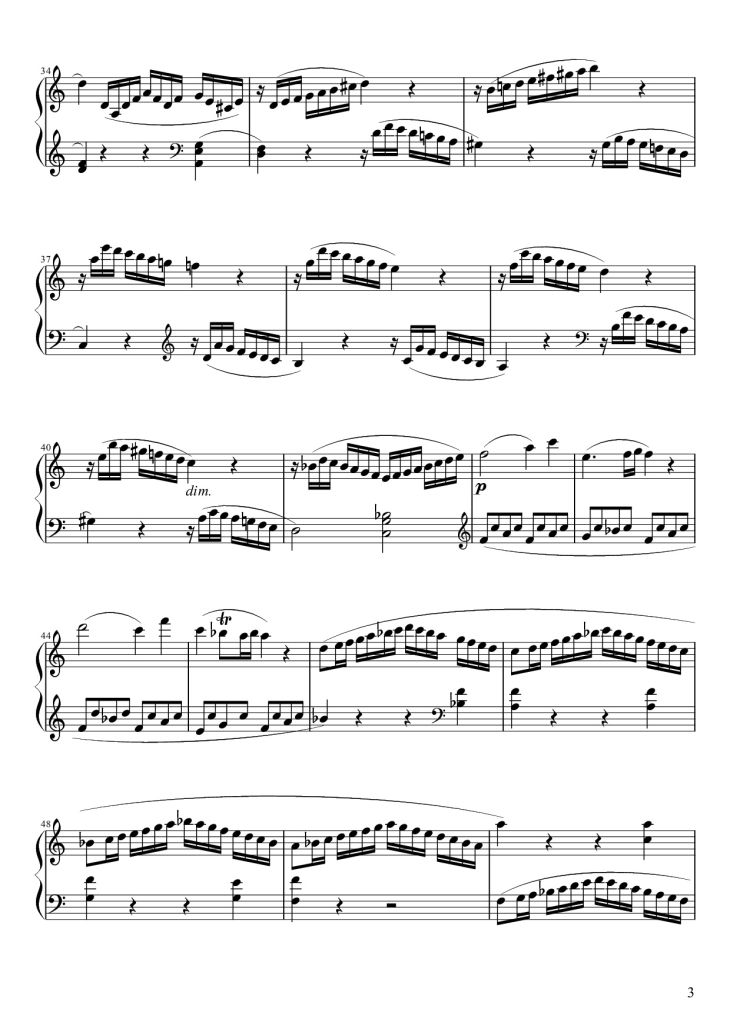 Page 3 of the piano sheet music PDF – Sonata No. 16 Sheet Piano by Wolfgang Amadeus Mozart