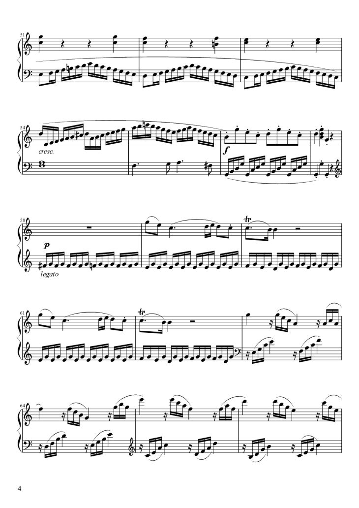 Page 4 of the piano sheet music PDF – Sonata No. 16 Sheet Piano by Wolfgang Amadeus Mozart