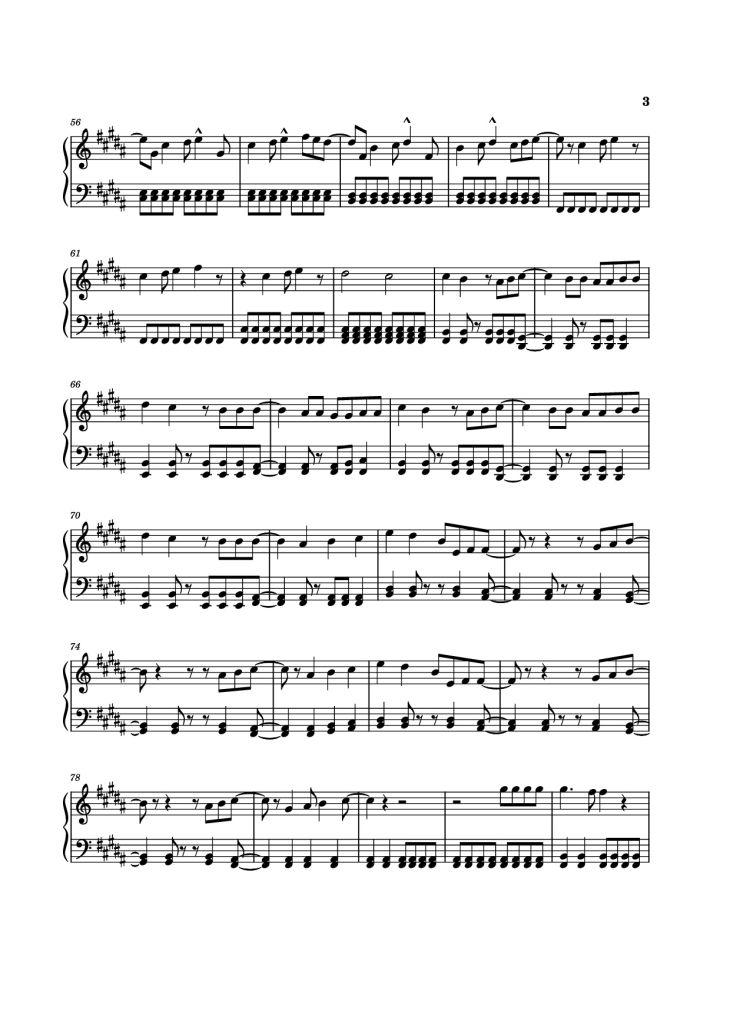 Page 3 of the piano sheet music PDF Piano – Angeleyes Sheet Piano by ABBA