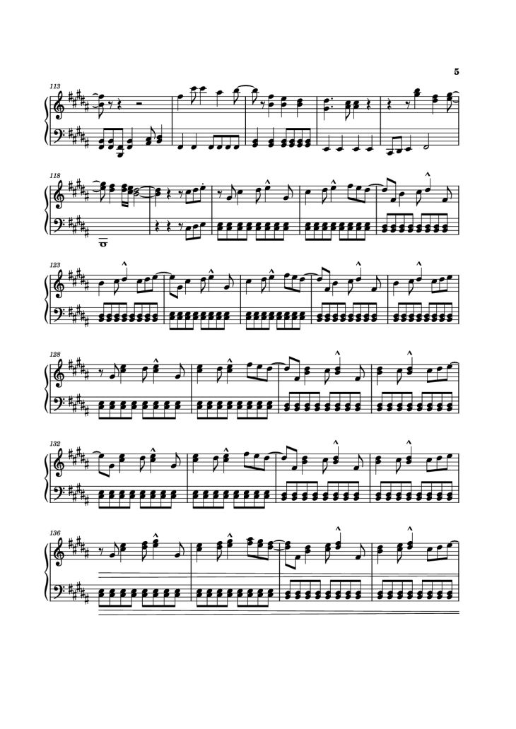 Page 5 of the piano sheet music PDF Piano – Angeleyes Sheet Piano by ABBA