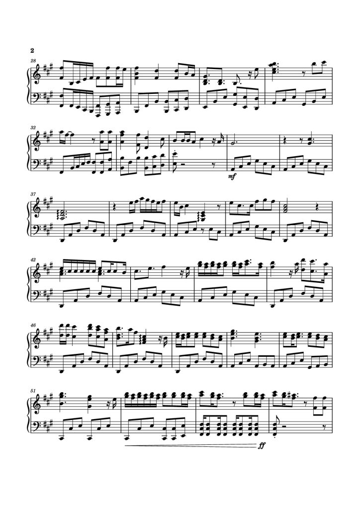 Page 2 of the piano sheet music PDF Piano – Die with a smile Piano by Moull