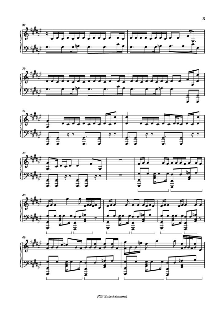 Page 3 of the piano sheet music PDF Piano – MANIAC Piano by Cover by blueberrieszn