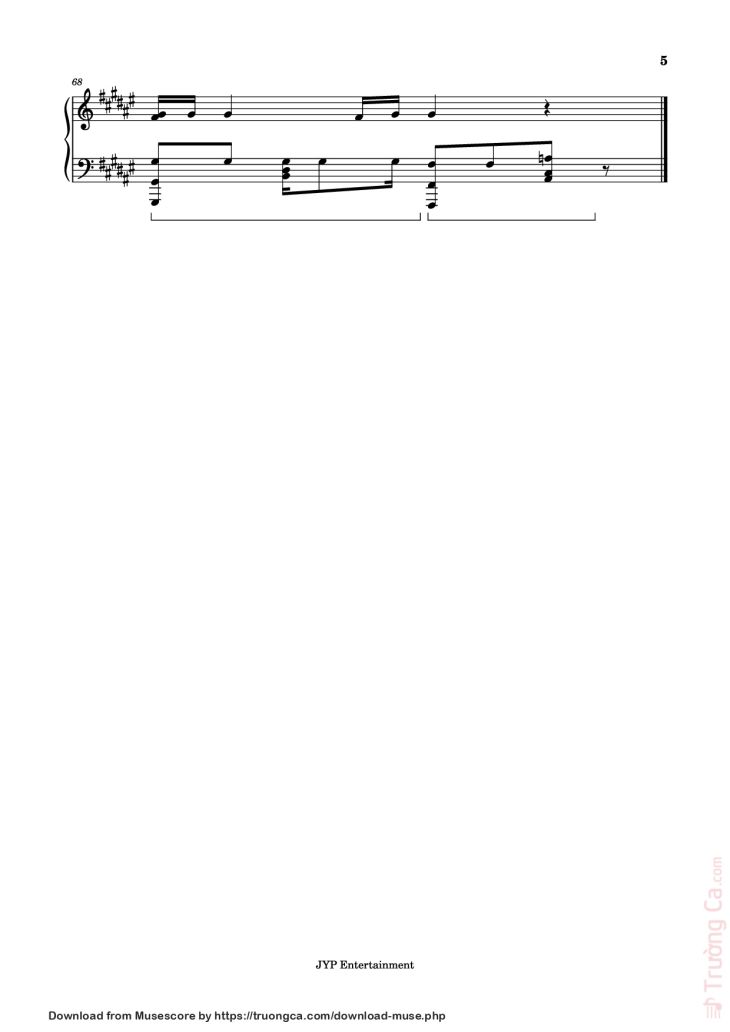 Page 5 of the piano sheet music PDF Piano – MANIAC Piano by Cover by blueberrieszn