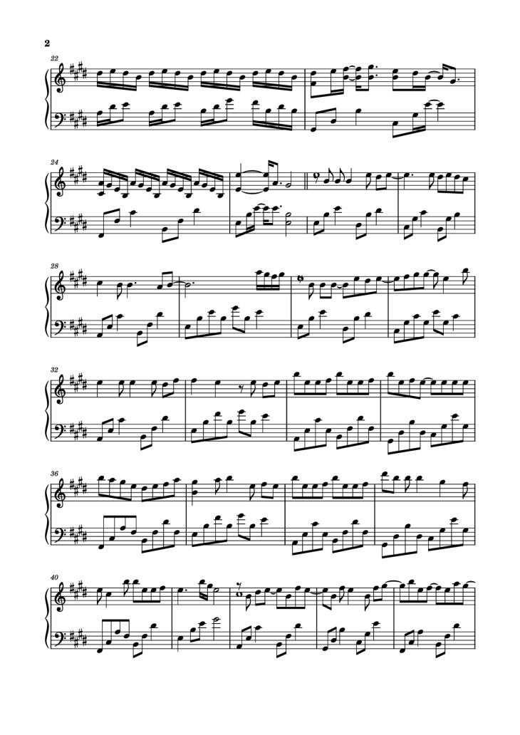 Page 2 of the piano sheet music PDF Piano – 没人会永远陪着你 Piano by 李怡然