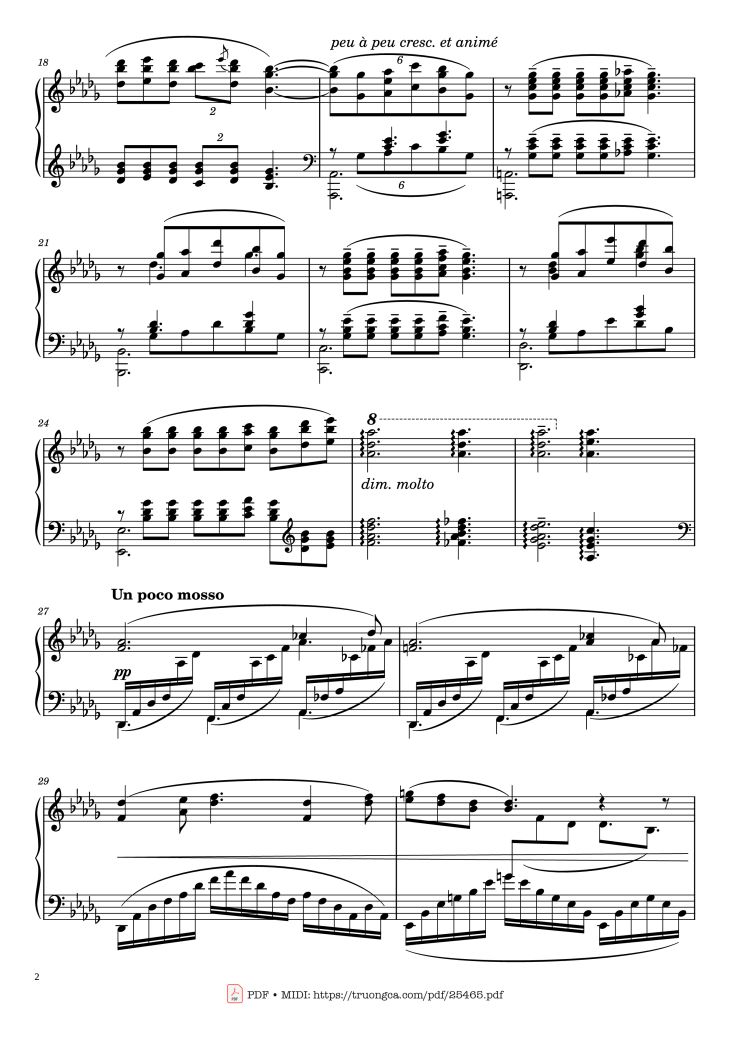 Page 2 of the piano sheet music PDF Piano – Clair de Lune Piano by Claude Debussy