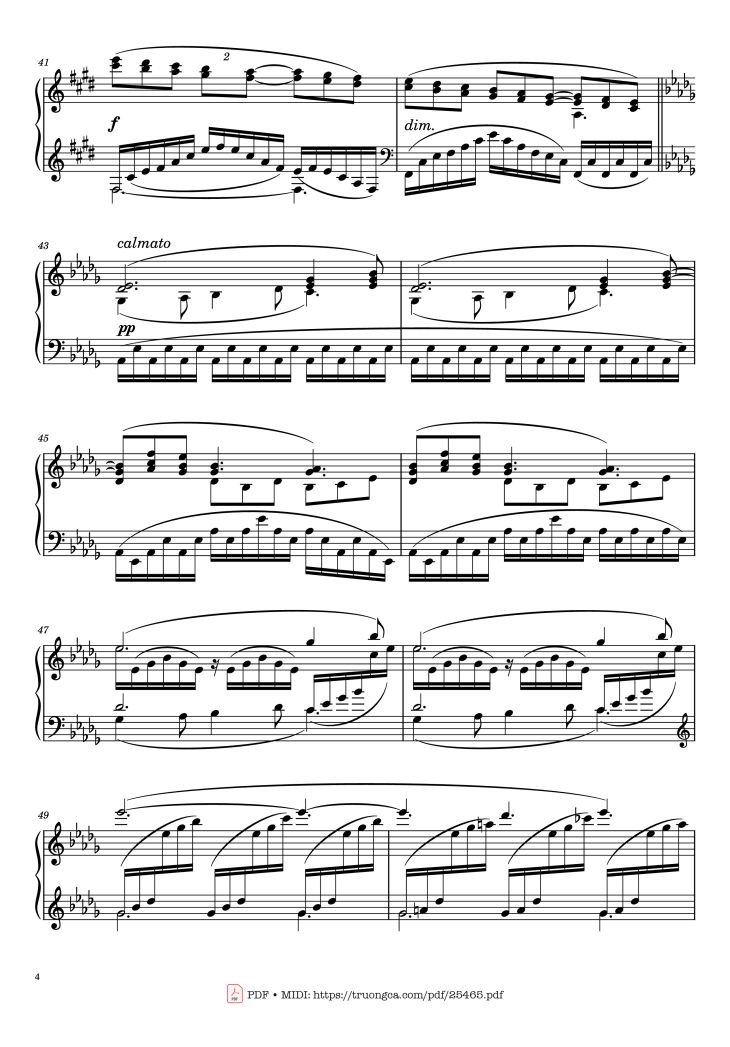 Page 4 of the piano sheet music PDF Piano – Clair de Lune Piano by Claude Debussy