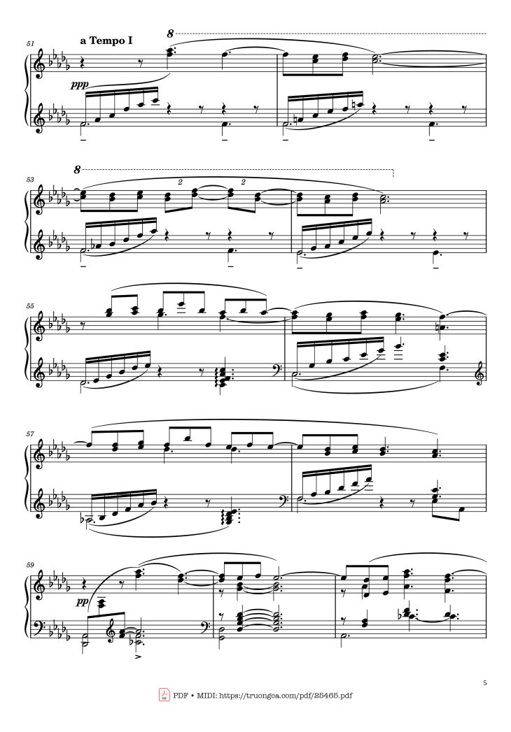 Page 5 of the piano sheet music PDF Piano – Clair de Lune Piano by Claude Debussy