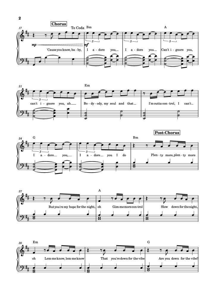 Page 2 of the piano sheet music PDF Piano – I ADORE YOU Piano by HUGEL