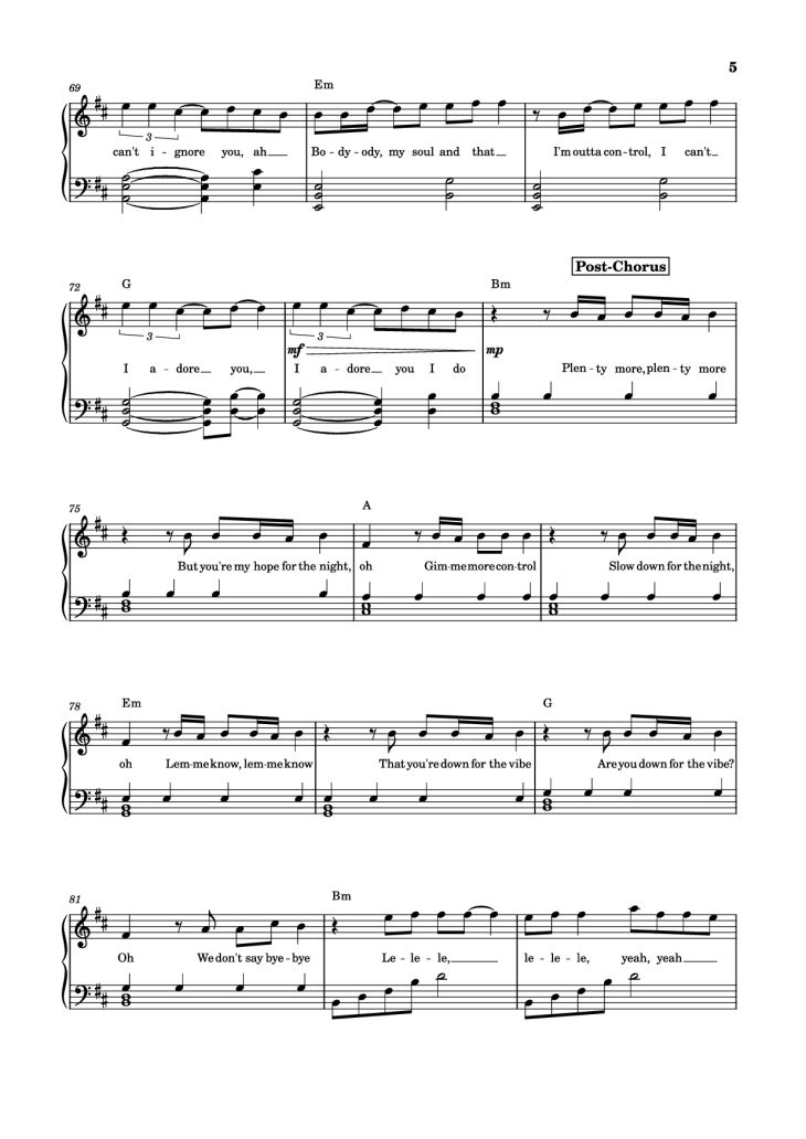Page 5 of the piano sheet music PDF Piano – I ADORE YOU Piano by HUGEL