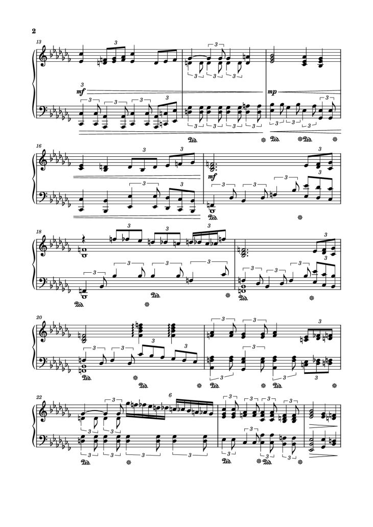 Page 2 of the piano sheet music PDF Piano – Fox Song theme (Alisa theme) Piano by Comp. Vladimir Bulaev