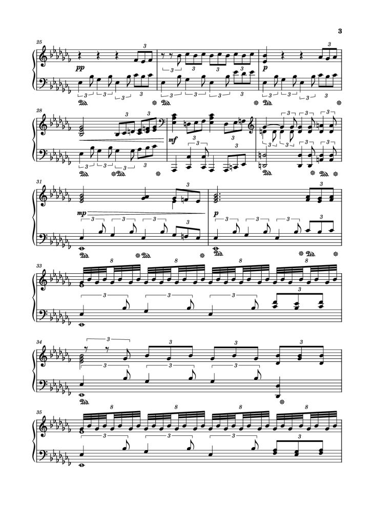 Page 3 of the piano sheet music PDF Piano – Fox Song theme (Alisa theme) Piano by Comp. Vladimir Bulaev