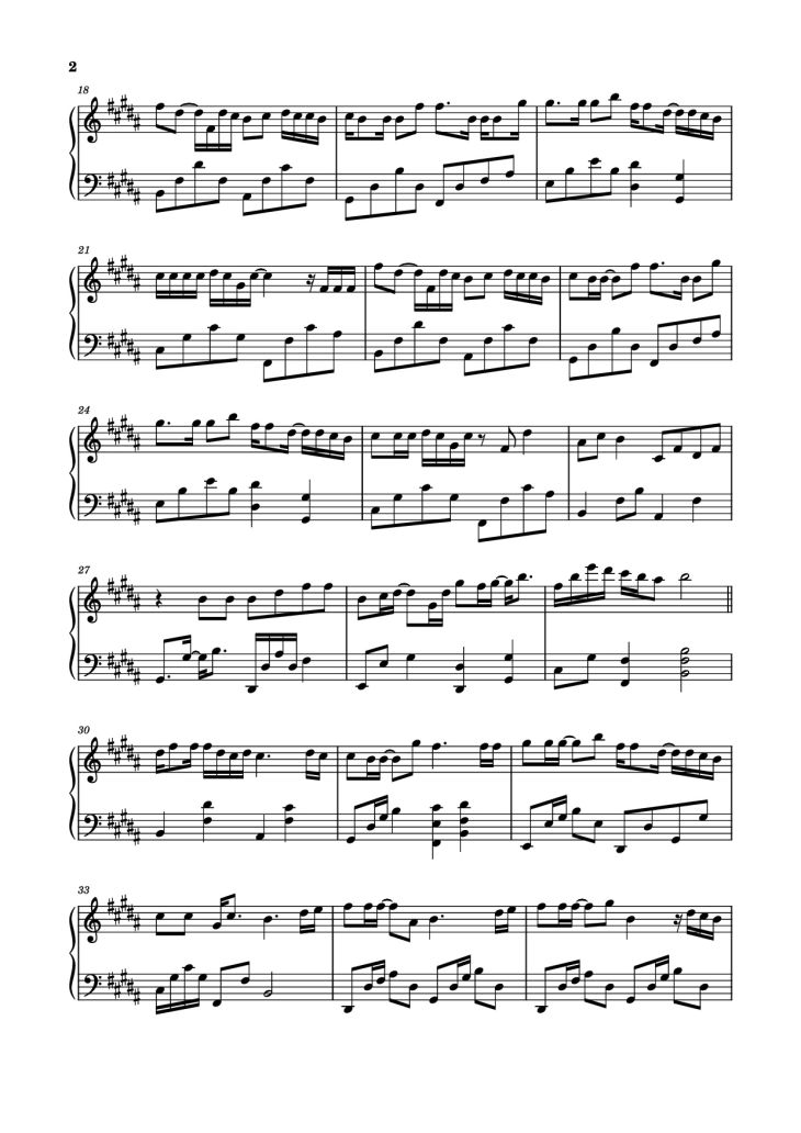 Page 2 of the piano sheet music PDF Piano – 孤独不孤单 Piano by 演唱:李怡然