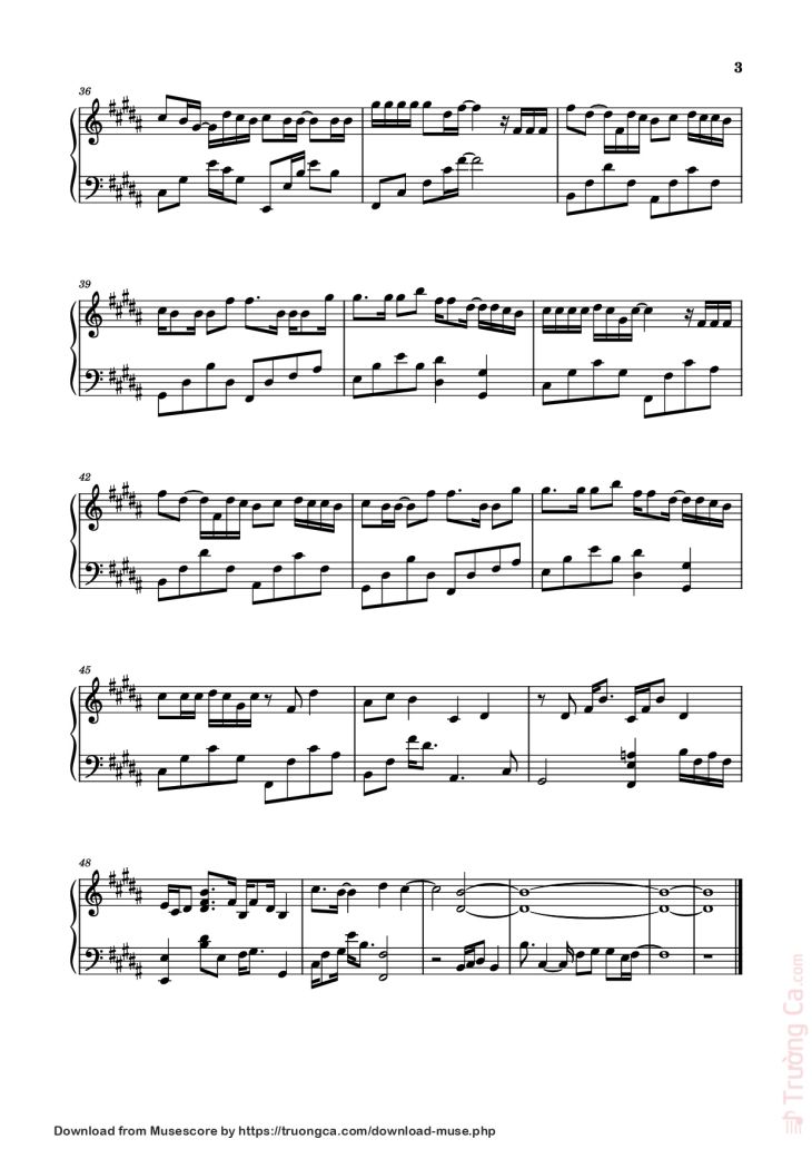 Page 3 of the piano sheet music PDF Piano – 孤独不孤单 Piano by 演唱:李怡然