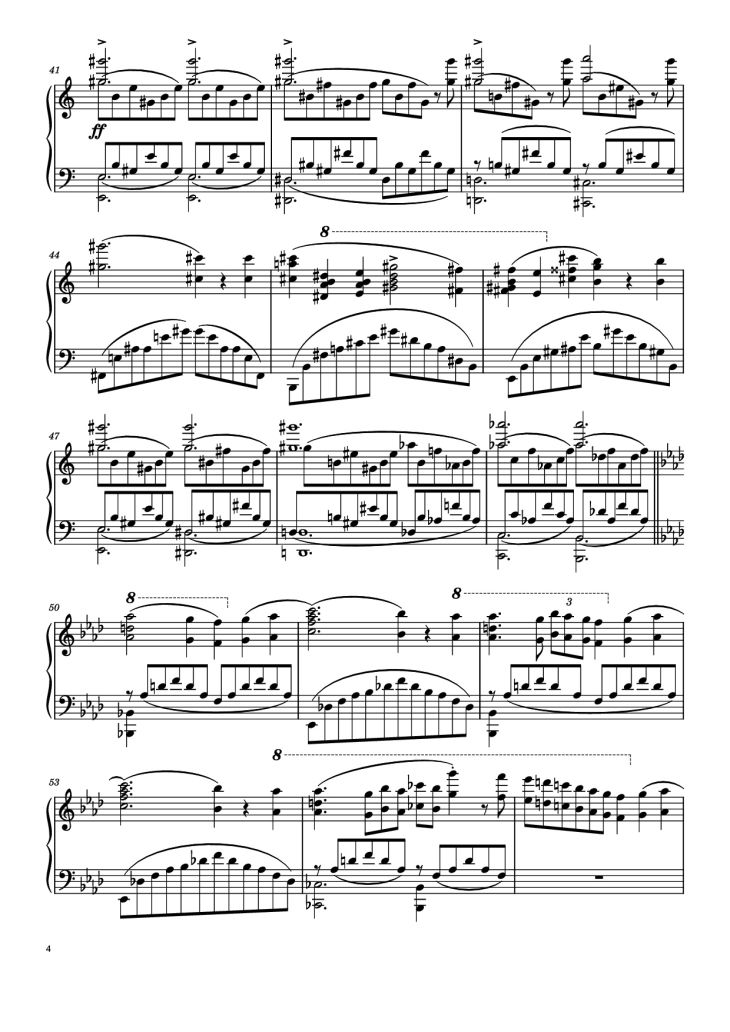Page 4 of the piano sheet music PDF Piano – Liebestraum No. 3 in A♭ Major Piano by Franz Liszt