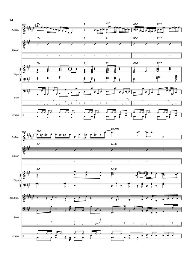 Page 14 of the piano sheet music PDF – Nab That Chap Piano by T-Square