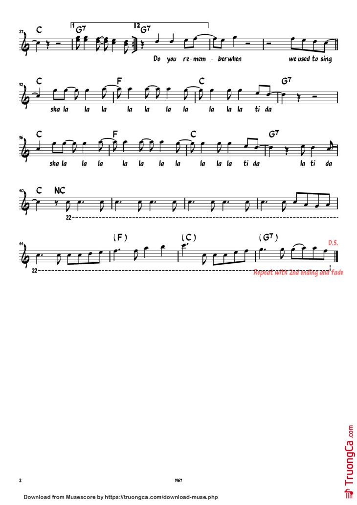 Page 2 of the piano sheet music PDF Piano – Brown Eyed Girl Piano by Van Morrison