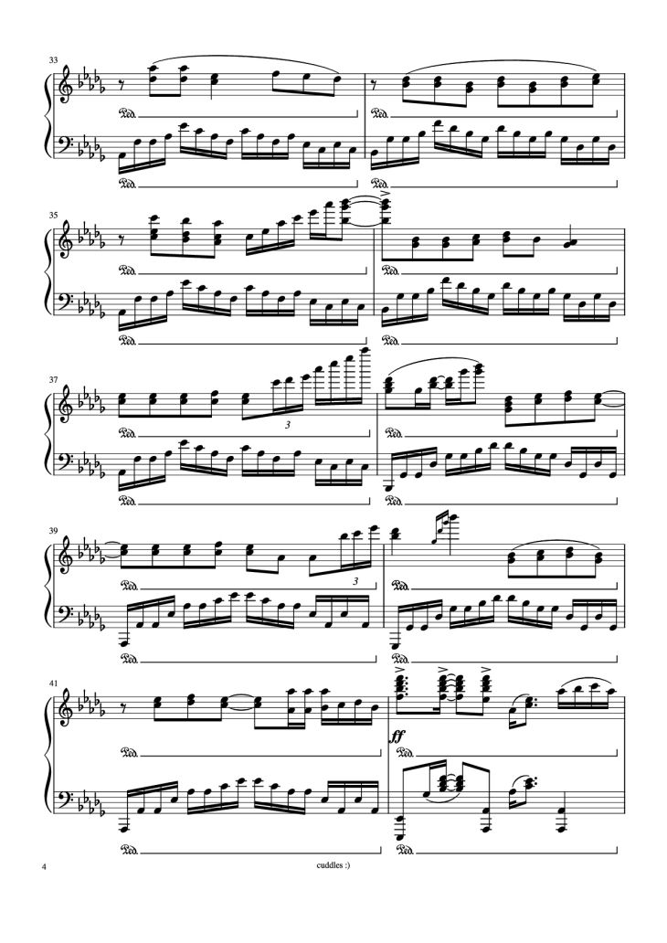 Page 4 of the piano sheet music PDF Piano – Never gonna give you up Piano by Arr. by shoes