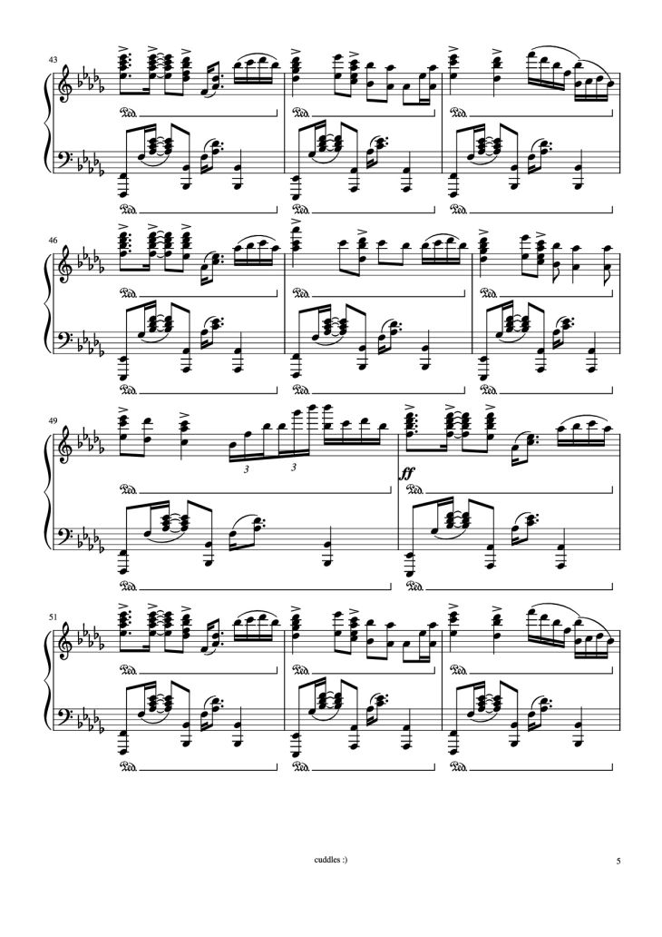 Page 5 of the piano sheet music PDF Piano – Never gonna give you up Piano by Arr. by shoes