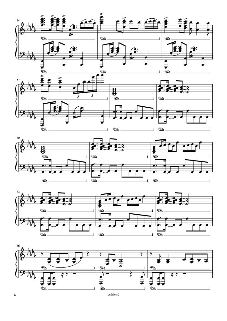 Page 6 of the piano sheet music PDF Piano – Never gonna give you up Piano by Arr. by shoes