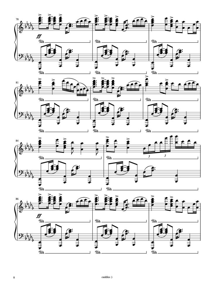 Page 8 of the piano sheet music PDF Piano – Never gonna give you up Piano by Arr. by shoes