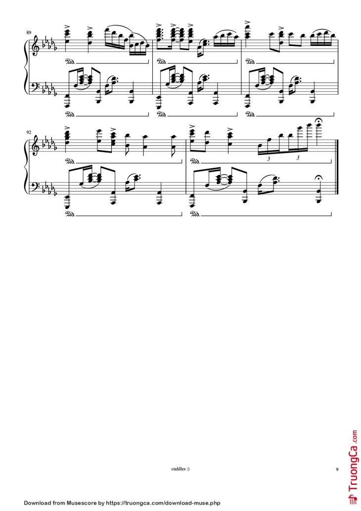Page 9 of the piano sheet music PDF Piano – Never gonna give you up Piano by Arr. by shoes