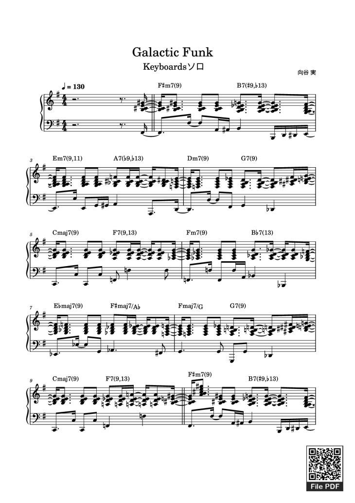 Page 1 of the piano sheet music PDF Piano – Galactic Funk Piano by 向谷 実