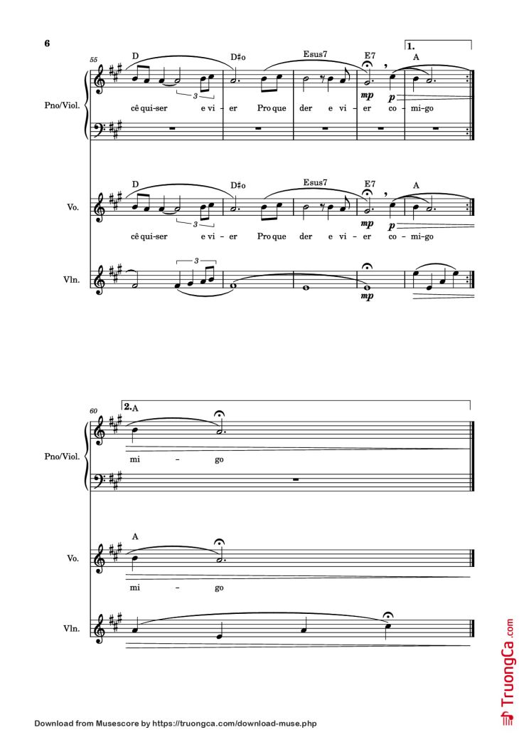 Page 6 of the piano sheet music PDF Piano – Dia Branco Piano by Geraldo Azevedo