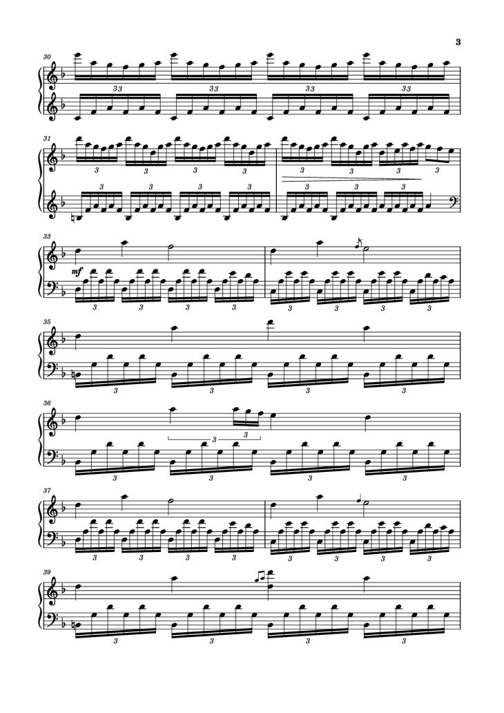 Page 3 of the piano sheet music PDF Piano – Starry Night Piano by Jordan Critz
