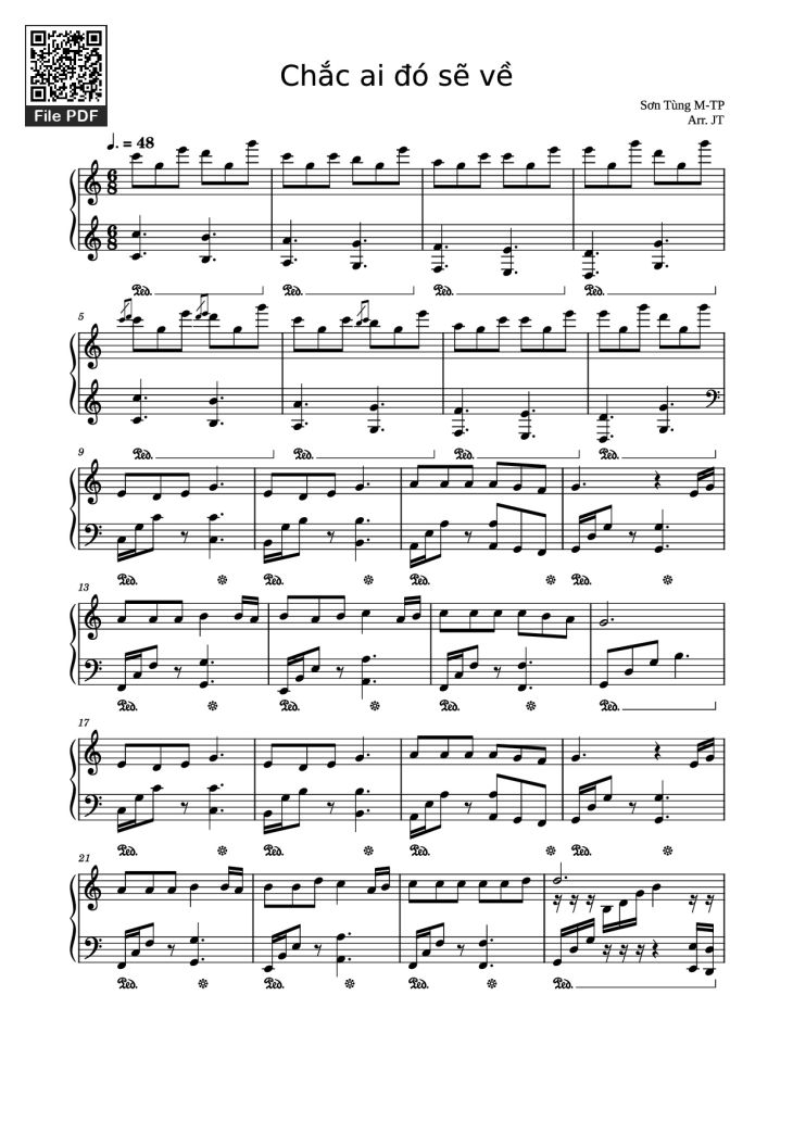 Page 1 of the piano sheet music PDF Piano – Chắc ai đó sẽ về Piano by Sơn Tùng M-TP