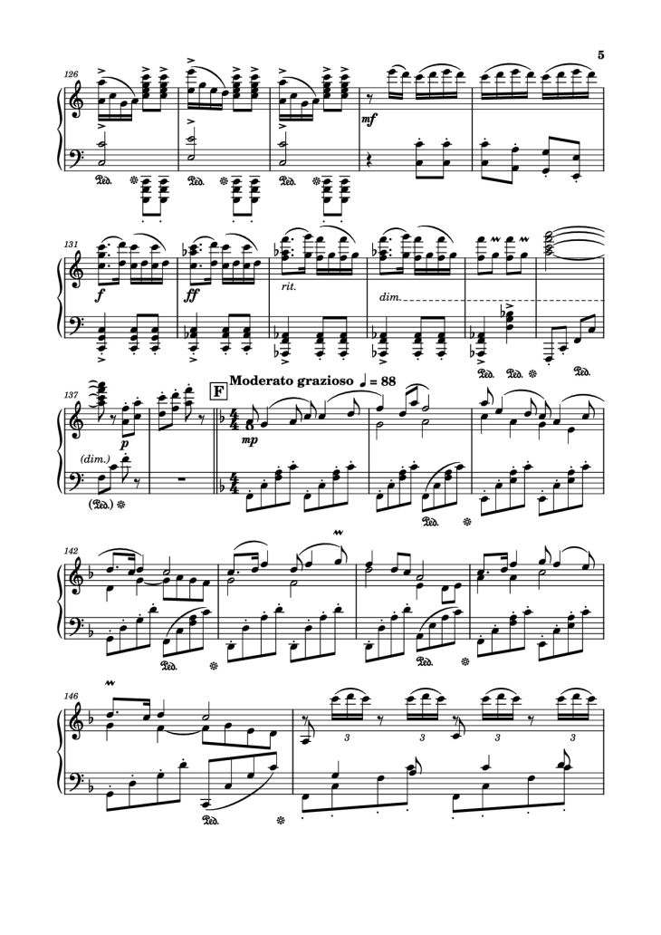 Page 5 of the piano sheet music PDF Piano – Spring Festival Overture Piano by Composed by Huanzhi Li 李焕之