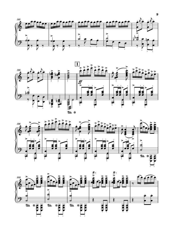 Page 9 of the piano sheet music PDF Piano – Spring Festival Overture Piano by Composed by Huanzhi Li 李焕之