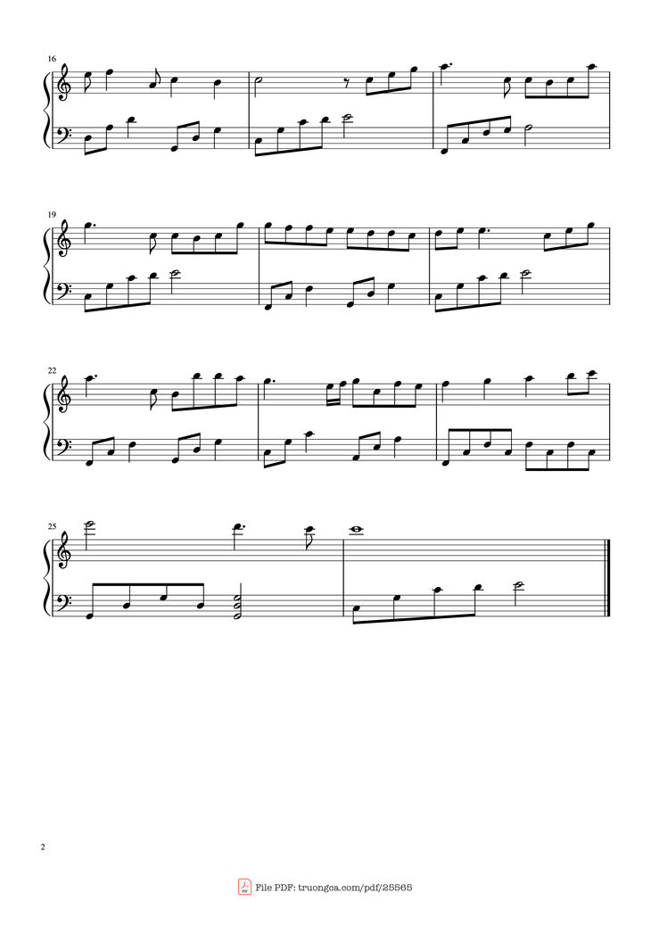 Page 2 of the piano sheet music PDF Piano – Kiss the Rain Piano (easy) by Lee Ru-ma