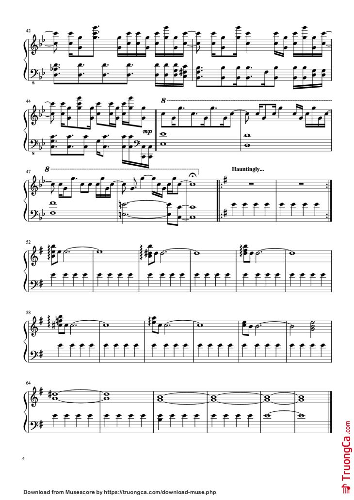 Page 4 of the piano sheet music PDF – Unfolded & I Remember My Name Piano by Jung Jae-il