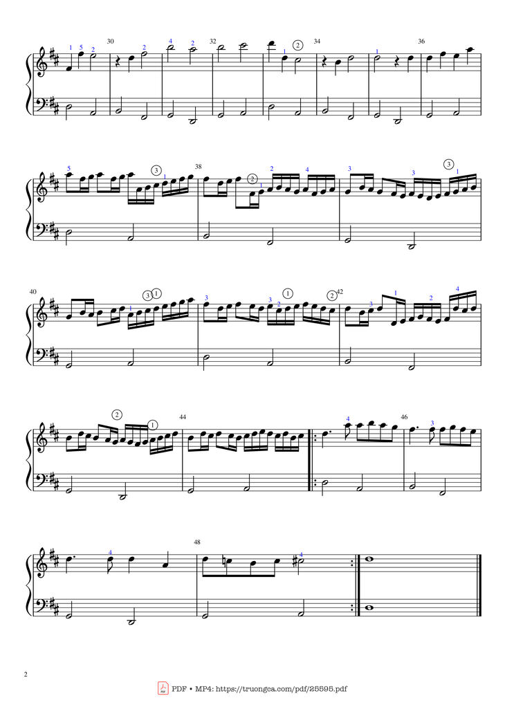 Page 2 of the piano sheet music PDF Piano – Canon in D Piano easy by Pachelbel