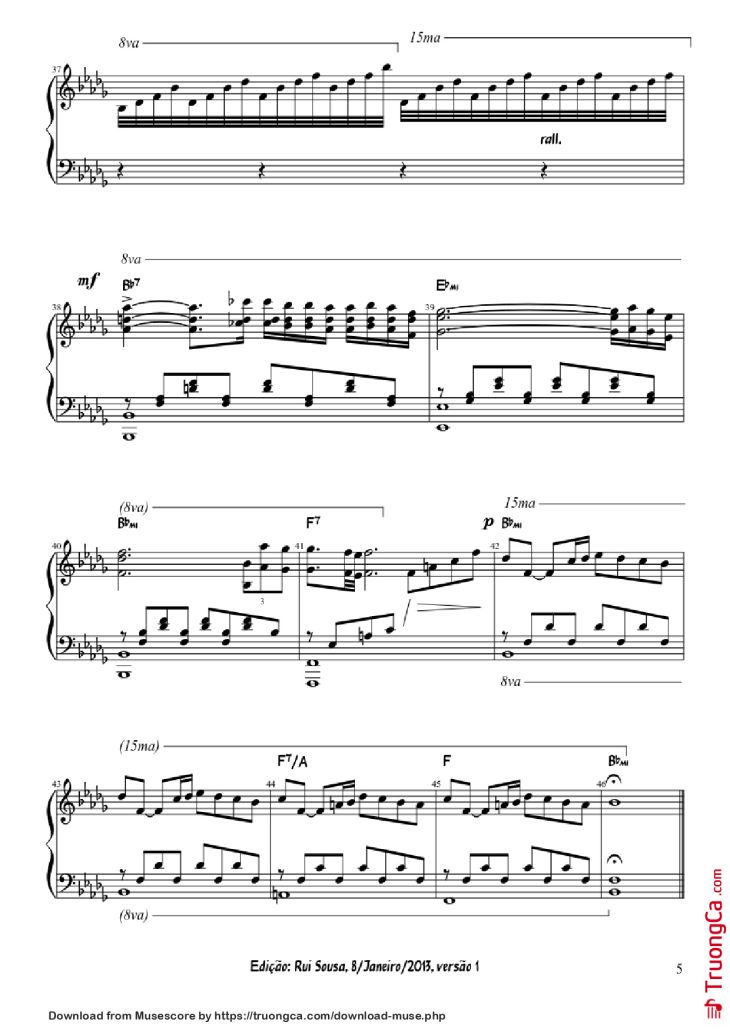 Page 5 of the piano sheet music PDF Piano – A Comme Amour Piano by Paul de Senneville