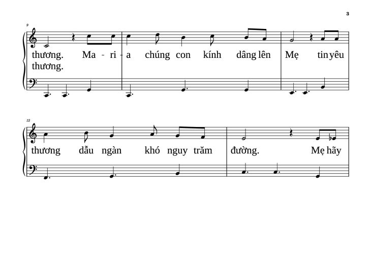 Page 3 of the piano sheet music PDF Piano – NỮ VƯƠNG MÙA XUÂN Piano dễ tập by VŨ MỘNG THƠ