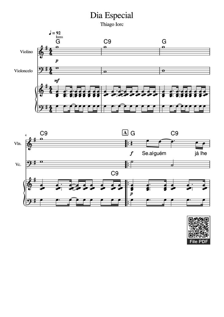 Page 1 of the piano sheet music PDF Piano – Dia Especial Piano by Undefined