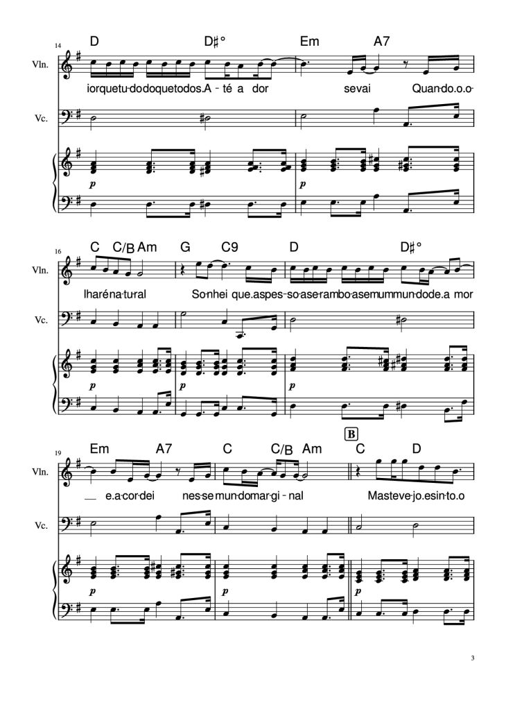 Page 3 of the piano sheet music PDF Piano – Dia Especial Piano by Undefined