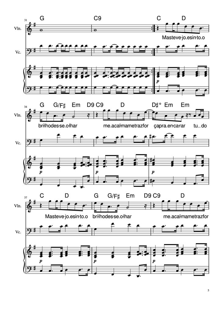 Page 5 of the piano sheet music PDF Piano – Dia Especial Piano by Undefined