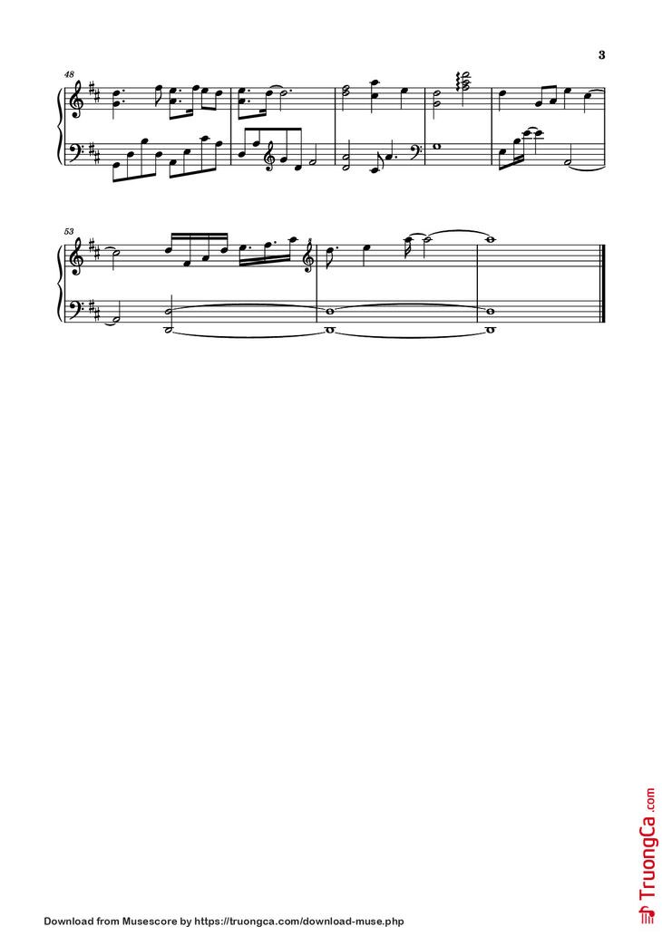 Page 3 of the piano sheet music PDF Piano – 月光照人间 Piano by 演唱/作曲：前男友/李怡然