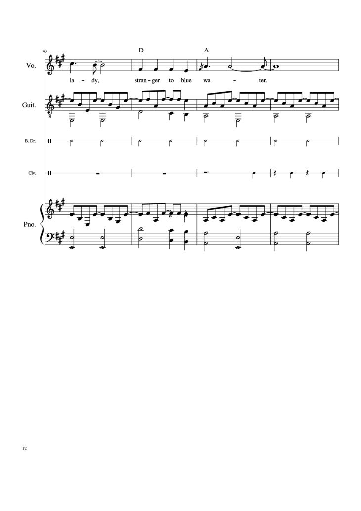 Page 12 of the piano sheet music PDF Piano Guitar Tab – Take Me Home, Country Roads Piano by John Denver, Bill Danoff, et al