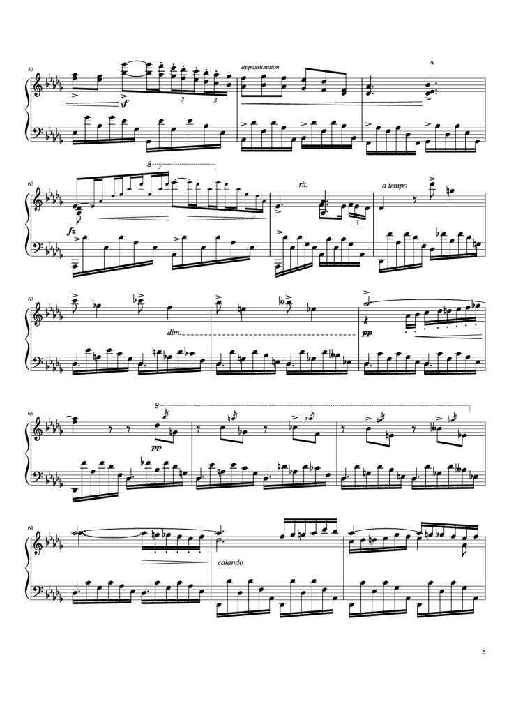 Page 5 of the piano sheet music PDF Piano – Nocturne in D-Flat Major Piano by Frédéric Chopin