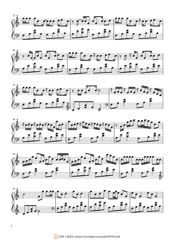 Page 2 of the piano sheet music PDF Piano – 星茶会 Piano by Jessy Chen
