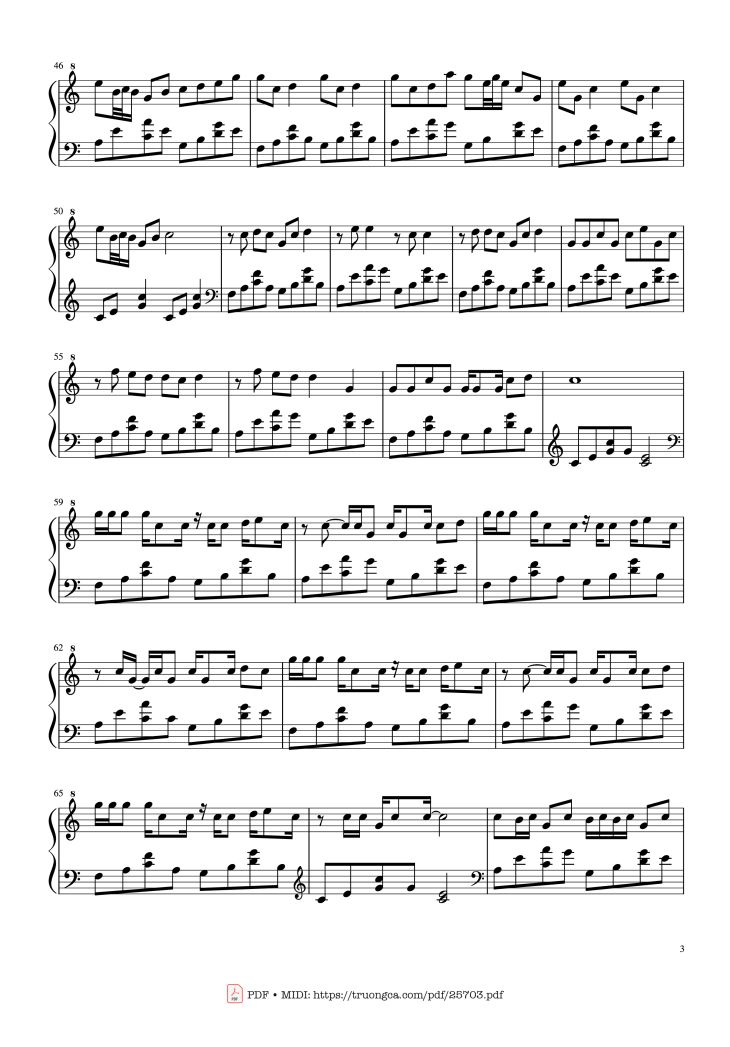 Page 3 of the piano sheet music PDF Piano – 星茶会 Piano by Jessy Chen