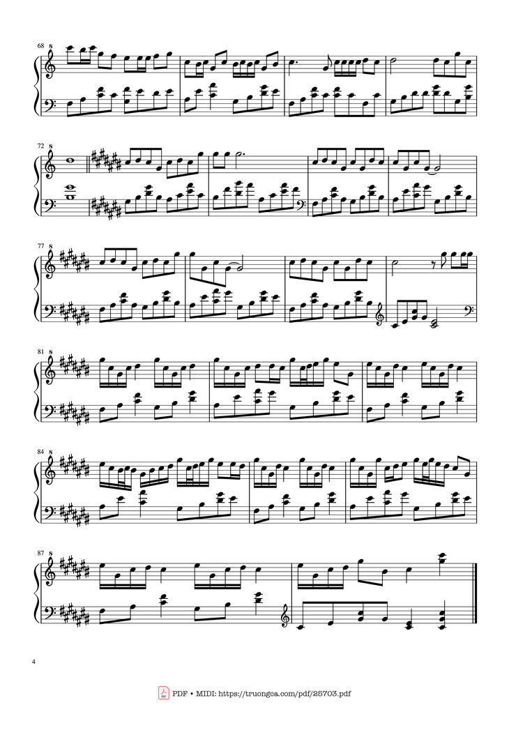 Page 4 of the piano sheet music PDF Piano – 星茶会 Piano by Jessy Chen