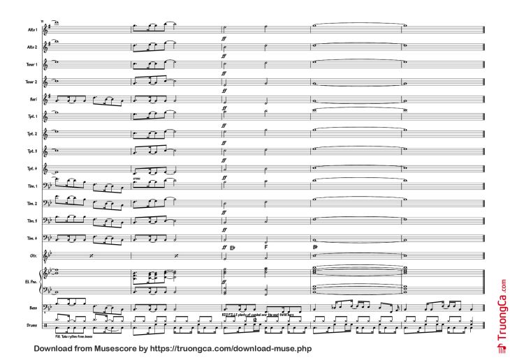 Page 12 of the piano sheet music PDF Piano – Also sprach the MC big band Piano by Composed: R Straus Modified: Doedato Arr for big band : Gav