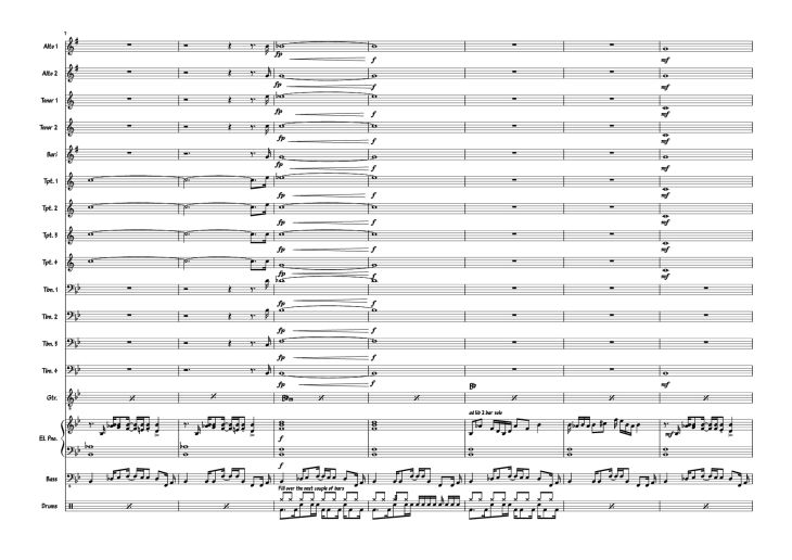 Page 3 of the piano sheet music PDF Piano – Also sprach the MC big band Piano by Composed: R Straus Modified: Doedato Arr for big band : Gav