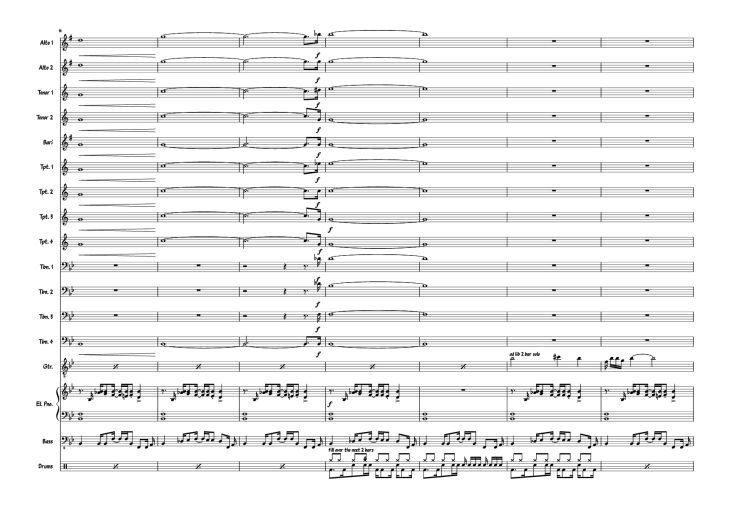 Page 4 of the piano sheet music PDF Piano – Also sprach the MC big band Piano by Composed: R Straus Modified: Doedato Arr for big band : Gav